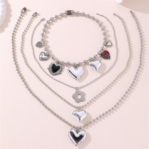 Zinc Alloy Jewelry Necklace silver color plated fashion jewelry & enamel silver color nickel lead & cadmium free Sold By PC