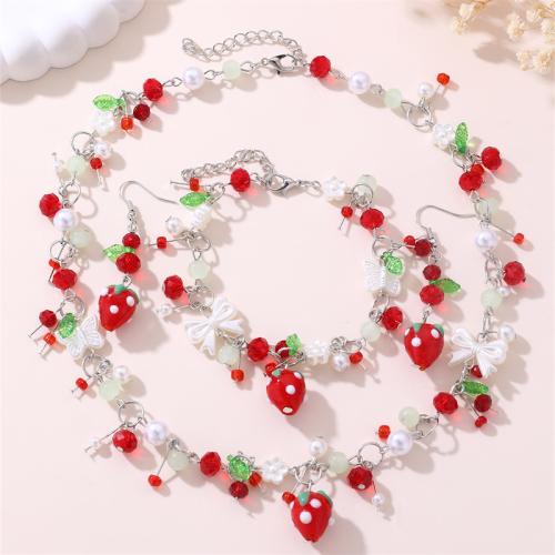 Zinc Alloy Jewelry Sets Plastic with Zinc Alloy 2 pieces & fashion jewelry mixed colors Sold By Set