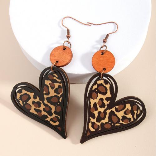 Wood Earring Heart fashion jewelry brown Sold By Pair