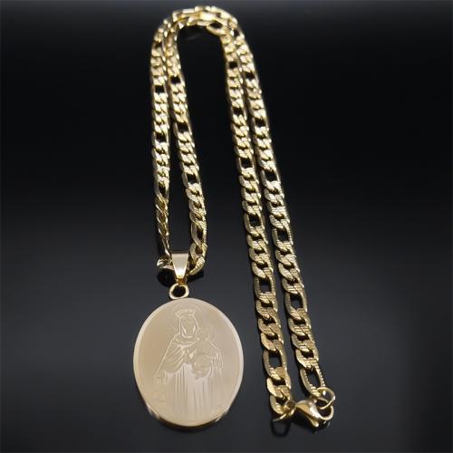 Stainless Steel Jewelry Necklace 304 Stainless Steel plated fashion jewelry & Unisex golden Length 22 Inch Sold By PC