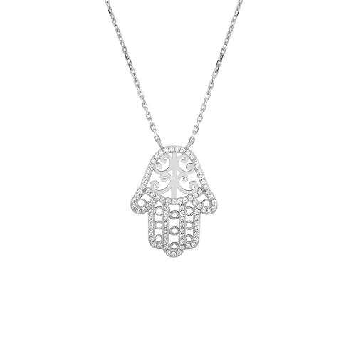 Cubic Zircon Micro Pave 925 Sterling Silver Necklace with 5CM2 extender chain micro pave cubic zirconia & for woman Length Approx 40 cm Sold By PC