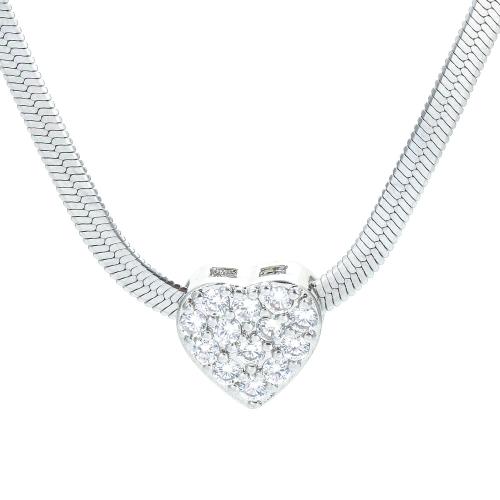 Cubic Zircon Micro Pave Brass Necklace Heart plated micro pave cubic zirconia & for woman Length Approx 41-50 cm Sold By PC