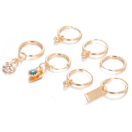 Huggie hoepel Drop Earrings, Zinc Alloy, plated, 7 stuks & mode sieraden & voor vrouw & met strass, gouden, Verkocht door Stel