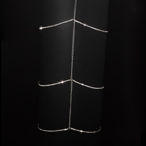 Body Chain Sieraden, Zinc Alloy, plated, voor vrouw & met strass, meer kleuren voor de keuze, Verkocht door PC