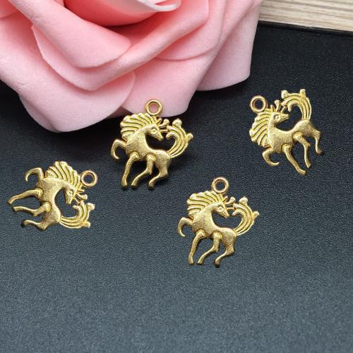 Zinklegering Animal Hangers, Zinc Alloy, Paard, antiek goud plated, DIY, 20x15mm, 100pC's/Bag, Verkocht door Bag