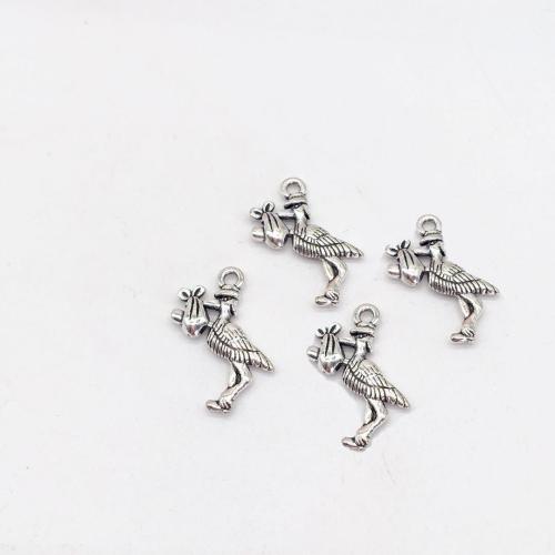 Zinc Alloy Animal Pendants Bird antique silver color plated DIY Sold By Bag