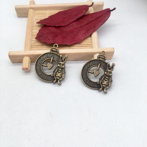 Zinc Alloy Pendants Clock antique bronze color plated DIY Sold By Bag