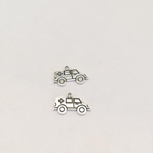 Véhicule en forme de pendentifs en alliage de Zinc, ambulance, Plaqué de couleur d'argent, DIY, 13x22x2mm, 100PC/sac, Vendu par sac