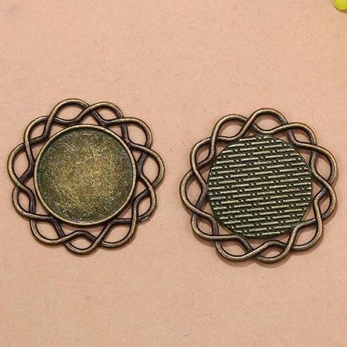 Zinc Alloy Pendant Cabochon Setting Round antique bronze color plated DIY 20mm Sold By Bag