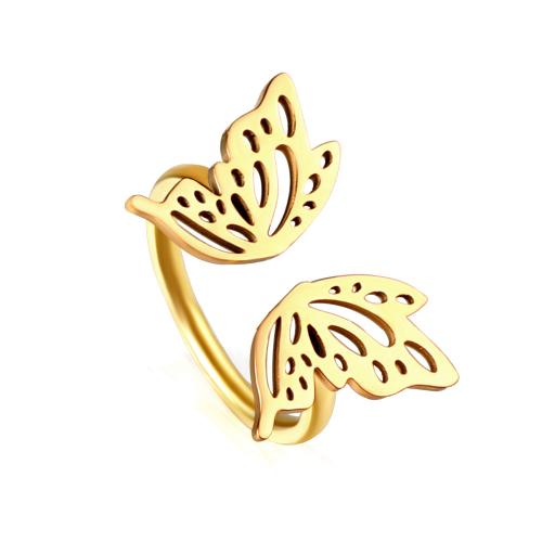 304 Stainless Steel Finger Ring gold color plated & for woman US Ring Sold By PC