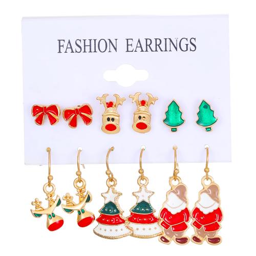 liga de zinco Conjunto de brinco, banhado, Jóias de Natal & Vario tipos a sua escolha & para mulher & esmalte, earring length 10-30mm, vendido por Defina