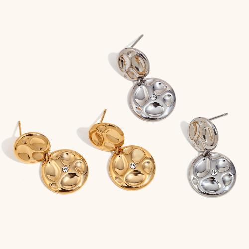 Stainless Steel Drop Earring 304 Stainless Steel Vacuum Ion Plating fashion jewelry & for woman & with rhinestone Sold By Pair