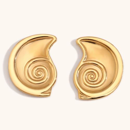 Stainless Steel Stud Earrings 304 Stainless Steel gold color plated for woman Sold By Pair