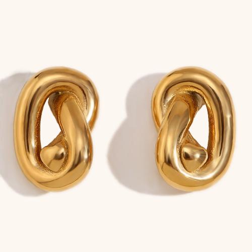 Stainless Steel Stud Earrings 304 Stainless Steel gold color plated for woman Sold By Pair