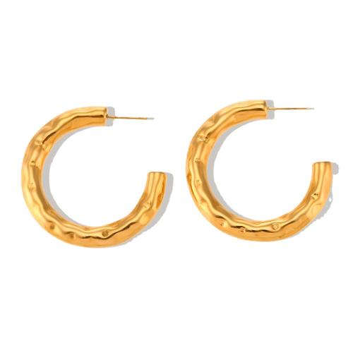 Stainless Steel Stud Earrings 304 Stainless Steel gold color plated for woman Sold By Pair