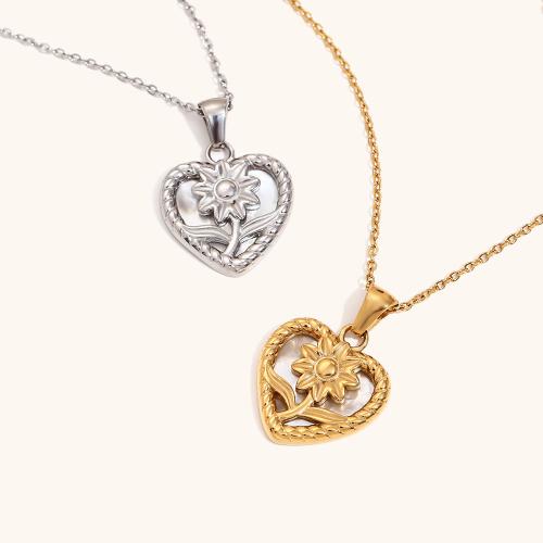 Stainless Steel Jewelry Necklace 304 Stainless Steel Heart plated for woman Sold By PC