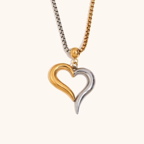 Stainless Steel Jewelry Necklace 304 Stainless Steel Heart plated for woman Sold By PC