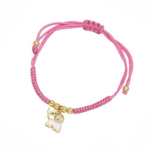 Bracelet cubique en laiton zircon pavent, corde en nylon, avec laiton, avec 10cm chaînes de rallonge, bijoux de mode & modèles différents pour le choix & pavé de micro zircon & émail, plus de couleurs à choisir, Longueur 16 cm, Vendu par PC