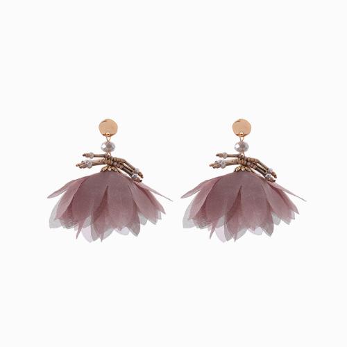 Brass Drop Earring Cloth with Brass fashion jewelry Sold By Pair