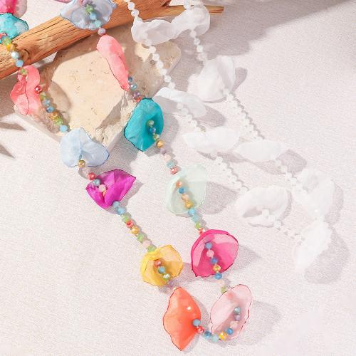 Crystal Necklace Cloth with Crystal fashion jewelry Length 120 cm Sold By PC