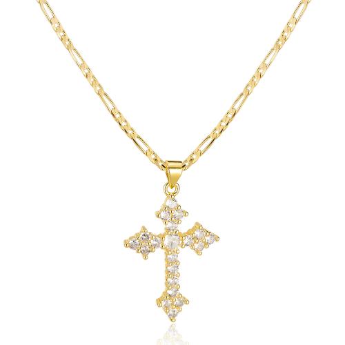 Kubieke Zirkoon Micro Pave Brass Ketting, Messing, met 55mm extender keten, 14K vergulde, mode sieraden & micro pave zirconia & voor vrouw, Lengte 505 mm, Verkocht door PC