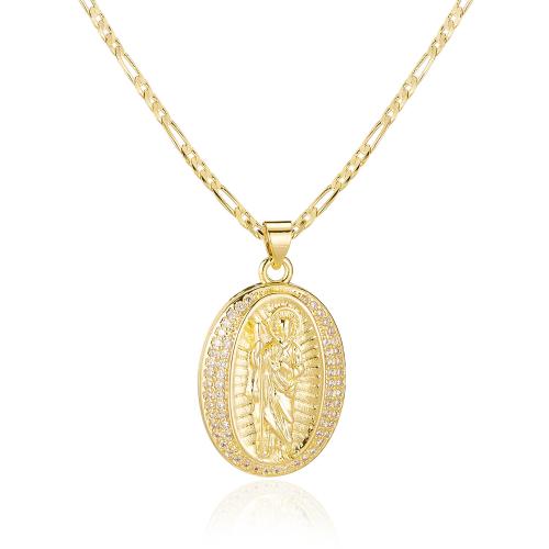 Kubieke Zirkoon Micro Pave Brass Ketting, Messing, met 55mm extender keten, 14K vergulde, mode sieraden & micro pave zirconia & voor vrouw, Lengte 505 mm, Verkocht door PC