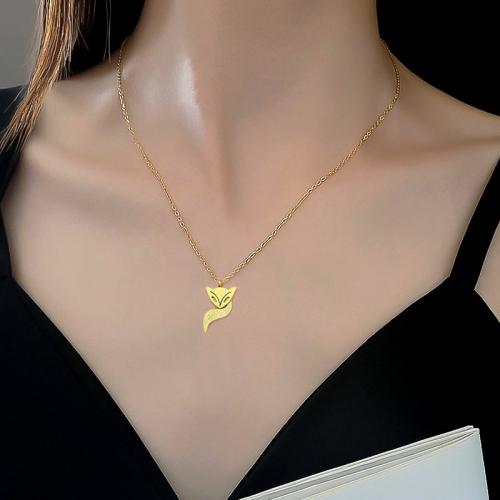 Titanium Steel Necklace Fox Vacuum Ion Plating for woman gold Length Approx 21-50 cm Sold By PC