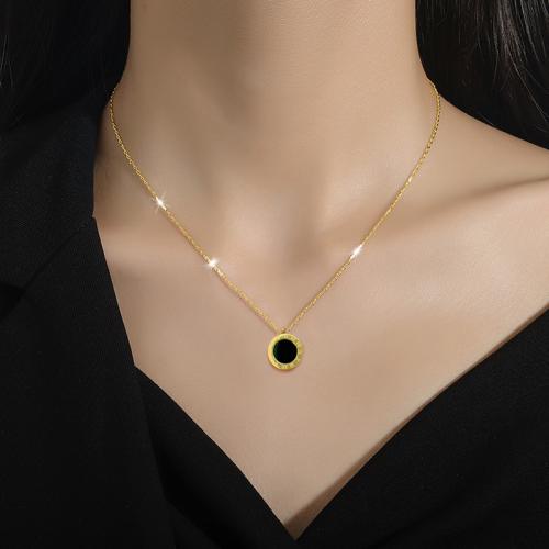 Titanium Steel Necklace with Shell Vacuum Ion Plating for woman Length Approx 21-50 cm Sold By PC