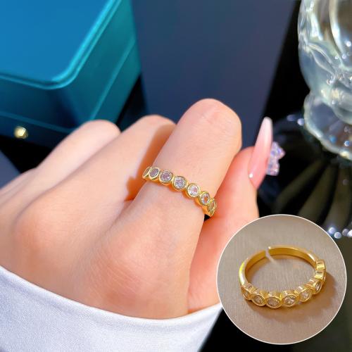 Cúbicos Circonia Micro Pave anillo de latón, metal, chapado en oro real, micro arcilla de zirconia cúbica & para mujer, más colores para la opción, Vendido por UD