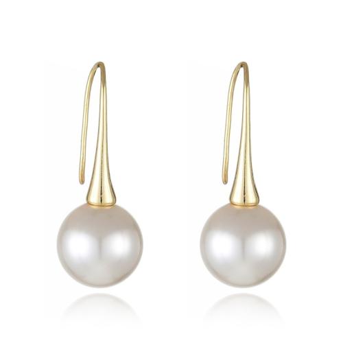 Brass Drop Earring with Plastic Pearl plated & for woman Sold By Pair