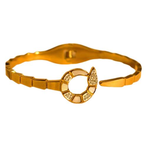 Bracelet en acier inoxydable, Acier inoxydable 304, avec coquille blanche, bijoux de mode & pour femme & avec strass, plus de couleurs à choisir, 4mm, Diamètre intérieur:Environ 60mm, Vendu par PC