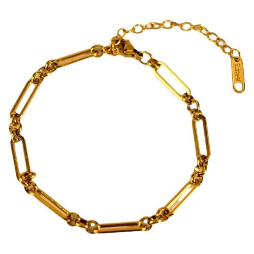 Stainless Steel Jewelry Bracelet 304 Stainless Steel with 5cm extender chain Vacuum Ion Plating fashion jewelry & for woman golden Length Approx 18 cm Sold By PC