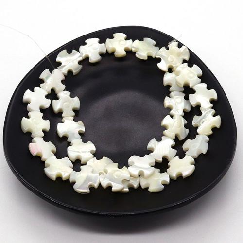 Natural Sea Shell Beads, conchiglia marina, Croce, DIY, bianco, 14mm, Venduto per Appross. 38 cm filo