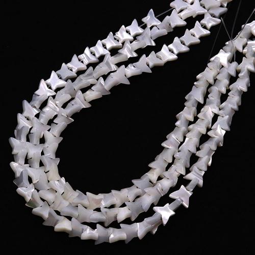 Natural Sea Shell Beads, conchiglia marina, Farfalla, DIY, bianco, 8x10mm, Venduto per Appross. 38 cm filo