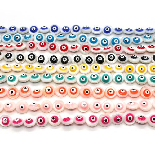 Natural Freshwater Shell Beads Evil Eye DIY & enamel 9mm Sold Per Approx 38 cm Strand