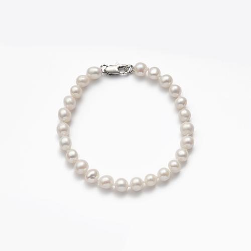 Sötvatten odlade Pearl Bracelet, Freshwater Pearl, för kvinna, vit, Längd 21 cm, Säljs av PC