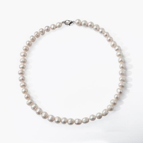 Collar de Perlas Natural de Freshwater, Perlas cultivadas de agua dulce, para mujer, longitud 43 cm, Vendido por UD