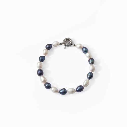 Pulseras de Perlas Freshwater, Perlas cultivadas de agua dulce, para mujer, azul, longitud 18.5 cm, Vendido por UD