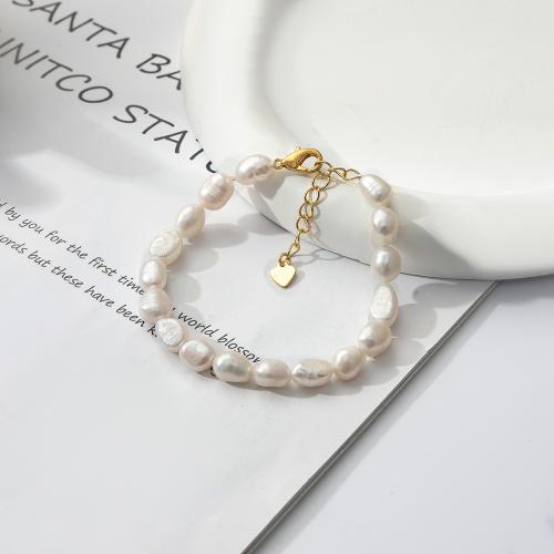 Sötvatten odlade Pearl Bracelet, Freshwater Pearl, för kvinna, Längd 18.5 cm, Säljs av PC