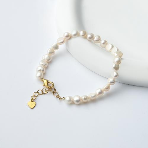 Sötvatten odlade Pearl Bracelet, Freshwater Pearl, för kvinna, Längd 18.5 cm, Säljs av PC