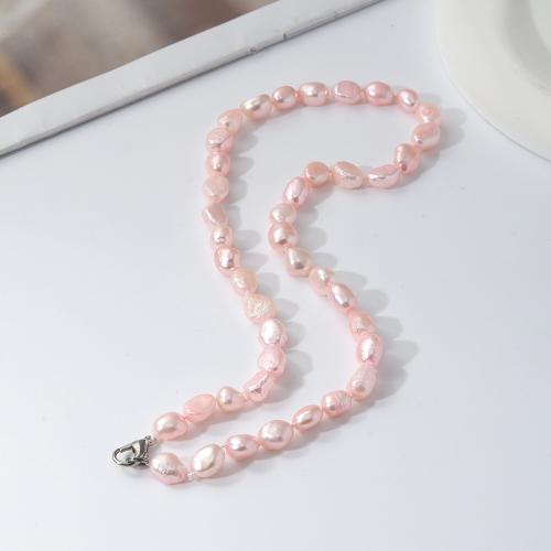 Natural Freshwater Pearl Necklace for woman pink Length 43 cm Sold By PC