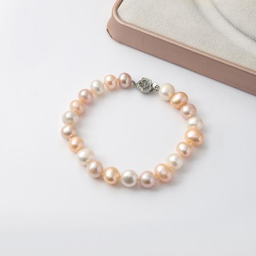 Freshwater Kulturperler Pearl Bracelet, Ferskvandsperle, forskellige stilarter for valg & for kvinde, flere farver til valg, Længde 18.5 cm, Solgt af PC