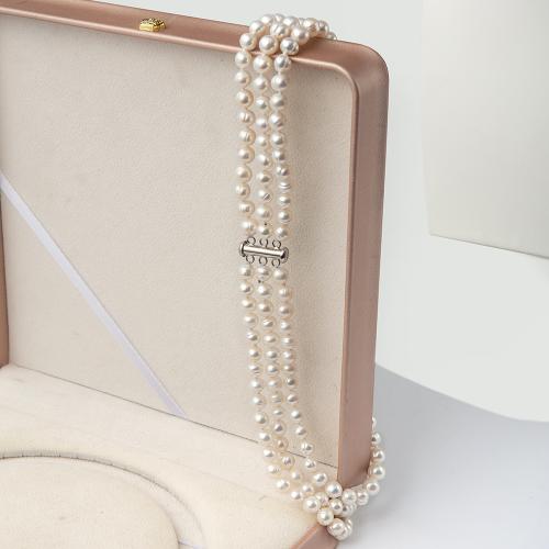 Natural Freshwater Pearl Necklace three layers & for woman Length 38 cm Sold By PC