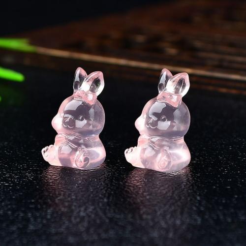 Décoration de mode , Cristal naturel, lapin, bijoux de mode, rose, 25x15mm, Vendu par PC