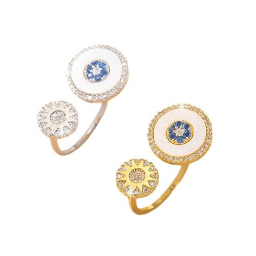 Cubic Zirconia Micro Pave Brass Ring with Plank plated fashion jewelry & micro pave cubic zirconia & for woman Sold By PC