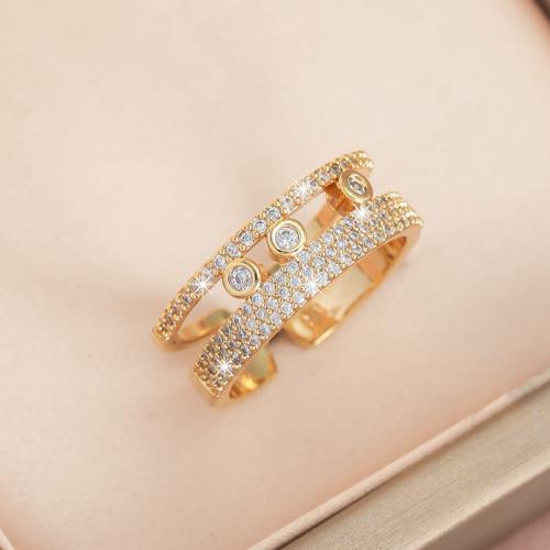 Cubic Zirconia Micro Pave Brass Ring plated micro pave cubic zirconia & for woman & hollow Sold By PC