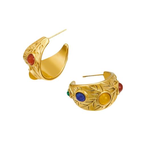 Stainless Steel Stud Earrings 304 Stainless Steel 18K gold plated fashion jewelry & for woman Sold By Pair