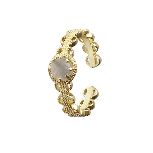 Cúbicos Circonia Micro Pave anillo de latón, metal, con Ojo de gato, chapado, diferentes estilos para la opción & micro arcilla de zirconia cúbica & para mujer, dorado, Vendido por UD