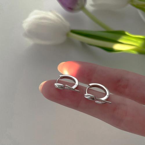 Laiton Leverback boucle d'oreille, Tulip, Placage, pour femme, argent, 20x10x10mm, Vendu par paire