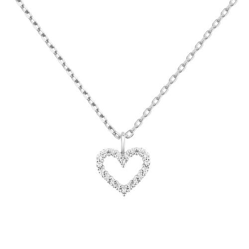 Cubic Zircon Micro Pave Brass Necklace Heart plated micro pave cubic zirconia & for woman Length Approx 21-50 cm Sold By PC